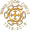 Catenian logo surmounted by 'Wimbledon Circle' and underscored with '1918 - 2018' all on polished gold